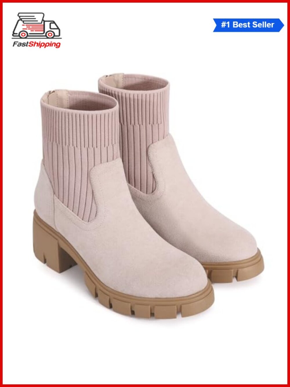 ✨ Platform Chelsea Ankle Boots Chunky Heel Mid Calf Faux Leather Women's Booties